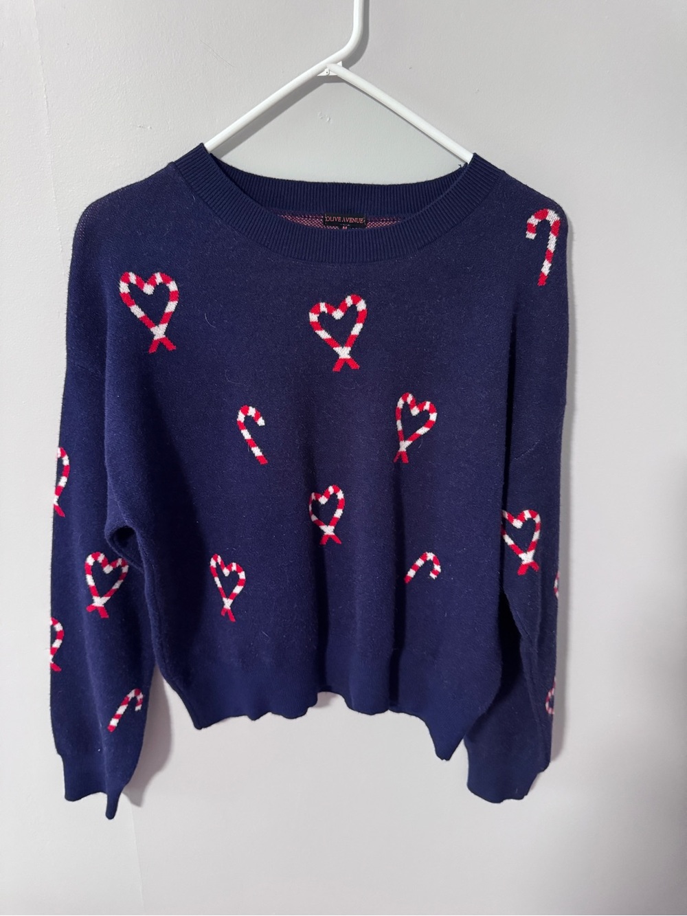 Navy Candy Cane Heart Sweater - Women